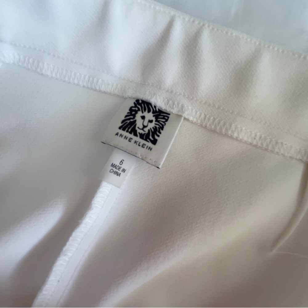 Anne Klein Tailored Stretch Mid Rise Straight Leg Ivory White Dress Pants - Picture 3 of 4